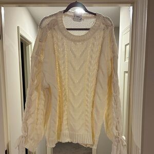 Altar’d State XL Women's Cream Sweater with bow detail sleeves